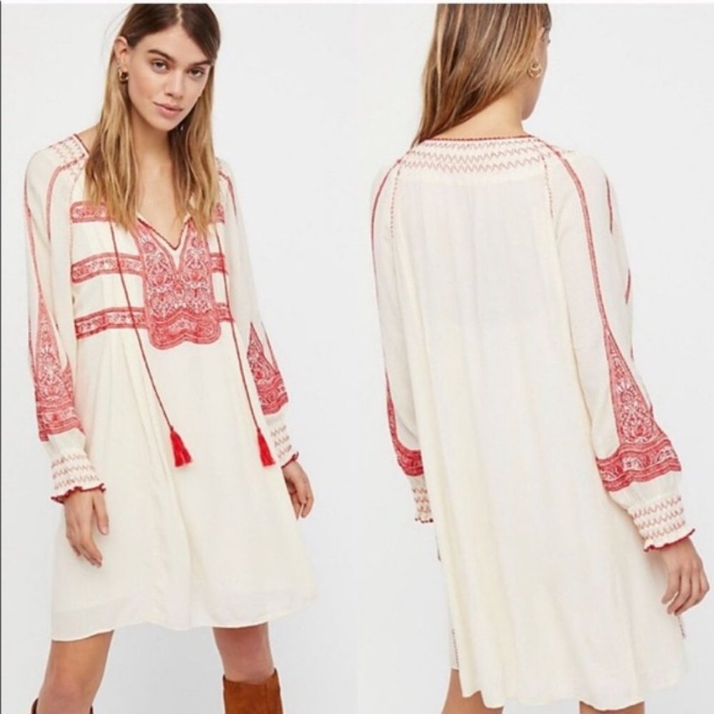 Free People Wind Willow Embroidered Mini Dress
